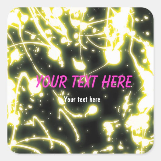 Gele neon glow stick feest sticker label (Voorkant)
