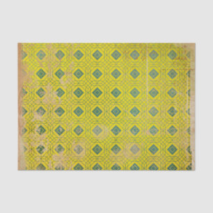 Gele noodlijdende art deco tissuepapier