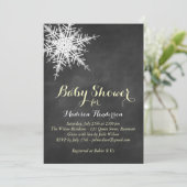 Gele offset Snowflake Baby shower Chalk Invite Kaart (Staand voorkant)