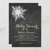 Gele offset Snowflake Baby shower Chalk Invite Kaart (Voorkant / Achterkant)