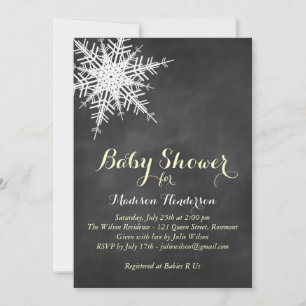 Gele offset Snowflake Baby shower Chalk Invite Kaart