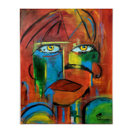 Gele ogen acryl muurkunst