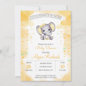 Gele olifant Waterverf Baby shower Kaart (Voorkant)