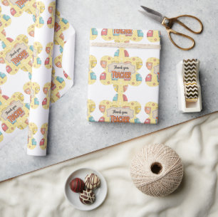 Gele Onderwijzer School Boek Patroon Cadeaupapier