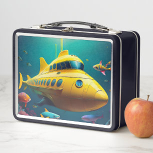 Gele onderzeeër Metal Lunchbox