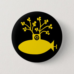 Gele onderzeeër Vrede Zestig Ronde Button 5,7 Cm