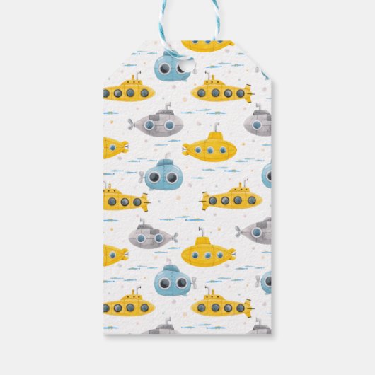Gele onderzeeërs Birthday Dank u Label Cadeaulabel (Achterkant)