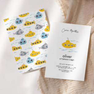 Gele onderzeeërs Birthday Uitnodiging