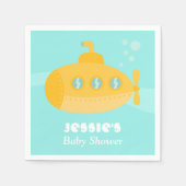 Gele onderzeese onderwatertoevoer Baby shower Servetten (Voorkant)
