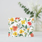 Gele oranje bloemen briefkaart (Staand voorkant)