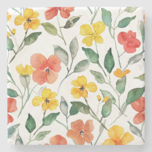 Gele oranje bloemen stenen onderzetter
