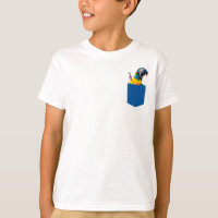 Gele, Oranje en blauwe papegaai in Pocket T-Shirt