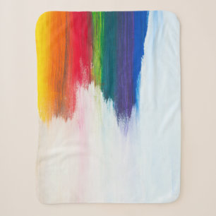 Gele, oranje, rode, groene en blauwe abstracte pij sherpa deken