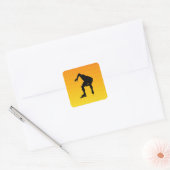 Gele Oranje snelheid skater Vierkante Sticker (Envelop)