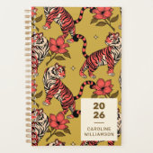 Gele Oranje Tijger Bloem Grote Kat Persoonlijk Planner (Voorkant)