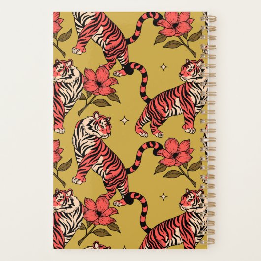 Gele Oranje Tijger Bloem Grote Kat Persoonlijk Planner (Achterkant)