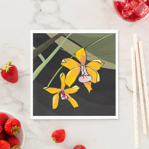 Gele Orchidee Bloem Tropisch Botanisch Servet