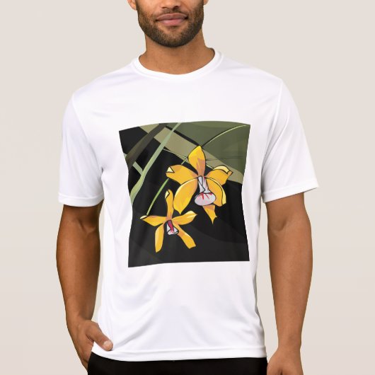 Gele Orchidee Bloem Tropisch Botanisch T-shirt (Voorkant)