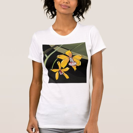Gele Orchidee Bloem Tropisch Botanisch T-shirt (Voorkant)