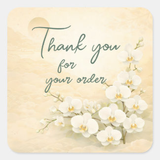 Gele orchidee Dank u voor uw bestelling Vierkante Sticker