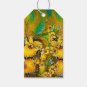 Gele orchideeën Magical Gold Sparkles Stars Green Cadeaulabel (Voorkant)