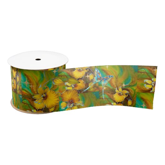 Gele orchideeën Magical Gold Sparkles Stars Green Lint (Spoel)