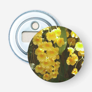 Gele Orchids Tropische Bloemen Button Flesopener