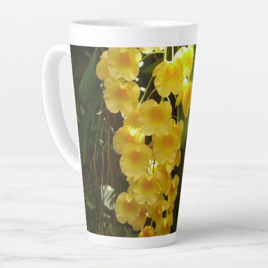 Gele Orchids Tropische Bloemen Latte Mok (Linkerhoek)