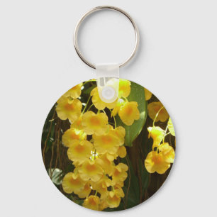 Gele Orchids Tropische Bloemen Sleutelhanger