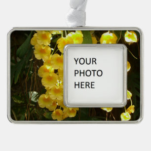 Gele Orchids Tropische Bloemen Verzilverd Kader Ornament