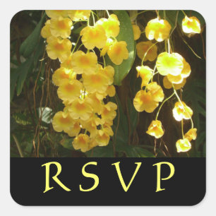 Gele Orchids Tropische Bloemen Vierkante Sticker