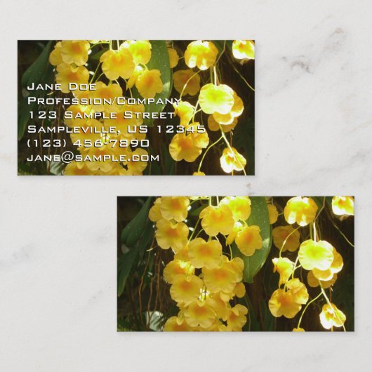Gele Orchids Tropische Bloemen Visitekaartje (Voorkant / Achterkant)
