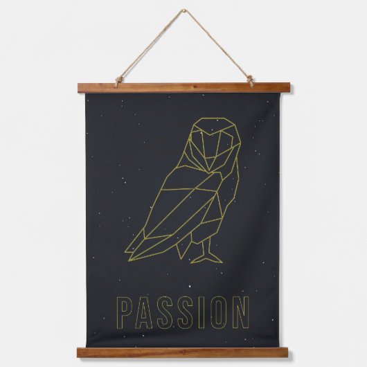 Gele origami zou poster bevestigen. hangend wandkleed (Voorkant)