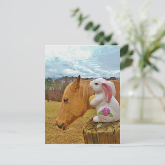 Gele paarden, lenteskonijn briefkaart (Staand voorkant)