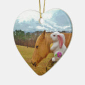 Gele paarden, lenteskonijn keramisch ornament (Links)