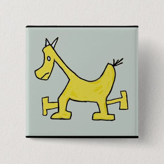 Gele paarden vierkante button 5,1 cm (Voorkant)