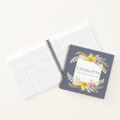 Gele Paarse Bloem Gepersonaliseerd Notitieboek (Binnen)