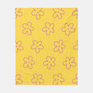 Gele Paarse tropische bloemen botanische zomer Fleece Deken