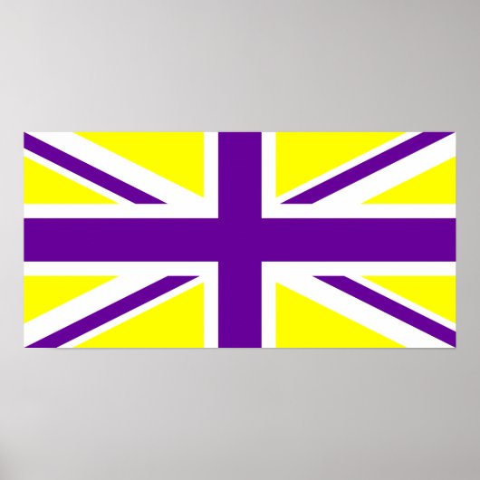Gele Paarse Union Jack Poster (Voorkant)