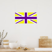 Gele Paarse Union Jack Poster (Keuken)