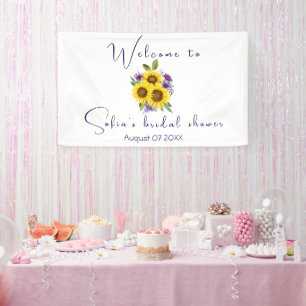 Gele paarse wilde bloem zonnebloem aquarel spandoek