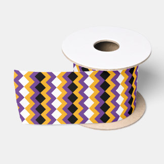 Gele, Paarse, zwarte en witte Zigzag Chevron Lint