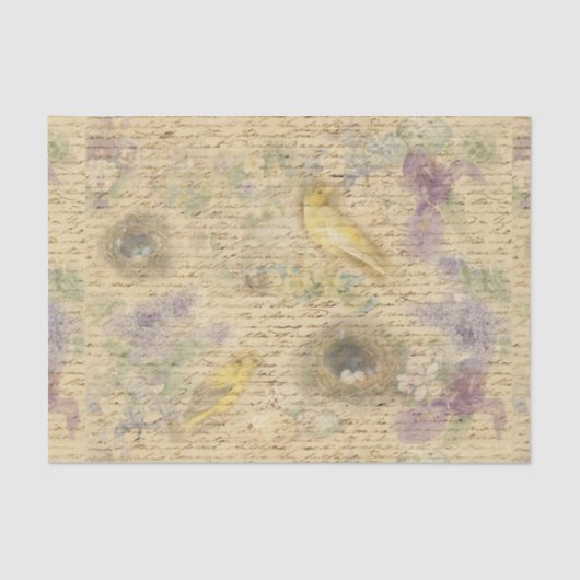 Gele paasvogels decoupage papier (Voorkant)