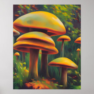 Gele paddenstoelen poster