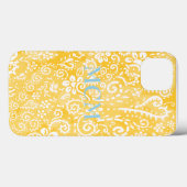  gele paisley Case-Mate iPhone case (Achterkant (horizontaal))