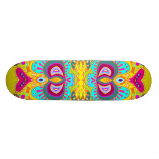 Gele Paisley Roze Hart Kaleidoscoop Skateboard