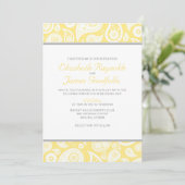 Gele Paisley Wedding Invitations Kaart (Staand voorkant)