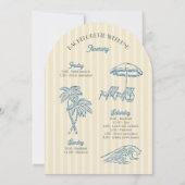 Gele Palm Spring Pastel Beach Bachelorette Party Kaart (Achterkant)