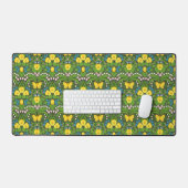 Gele pansies, vogels en vlinders bureaumat (Keyboard & Muis)