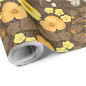 Gele pansies, vogels en vlinders cadeaupapier (Rol Hoek)